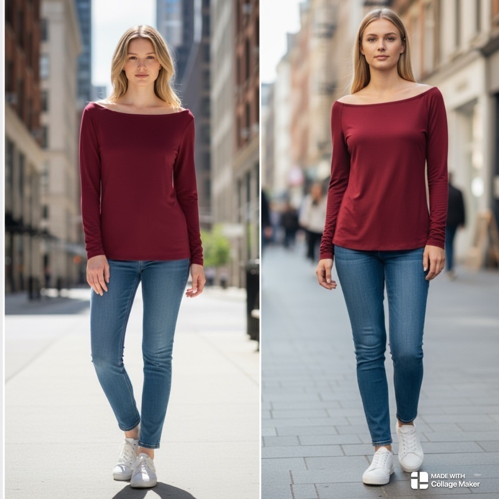 WHBM Women's Off-Shoulder Long Sleeve Top - pink